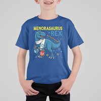 Funny Hanukkah Dinosaur With Dreidel Menorah Pun Gift T Shirt For Kid Menorasaurus Rex - Wonder Print Shop