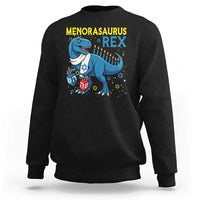 Funny Hanukkah Dinosaur With Dreidel Menorah Pun Gift Sweatshirt Menorasaurus Rex - Wonder Print Shop