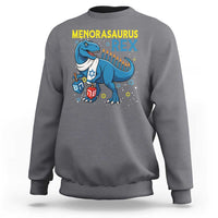 Funny Hanukkah Dinosaur With Dreidel Menorah Pun Gift Sweatshirt Menorasaurus Rex - Wonder Print Shop