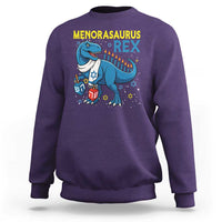 Funny Hanukkah Dinosaur With Dreidel Menorah Pun Gift Sweatshirt Menorasaurus Rex - Wonder Print Shop