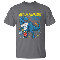 Funny Hanukkah Dinosaur With Dreidel Menorah Pun Gift T Shirt Menorasaurus Rex - Wonder Print Shop