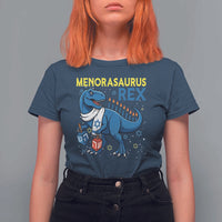 Funny Hanukkah Dinosaur With Dreidel Menorah Pun Gift T Shirt For Women Menorasaurus Rex - Wonder Print Shop