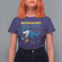 Funny Hanukkah Dinosaur With Dreidel Menorah Pun Gift T Shirt For Women Menorasaurus Rex - Wonder Print Shop