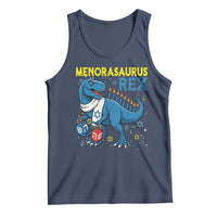 Funny Hanukkah Dinosaur With Dreidel Menorah Pun Gift Tank Top Menorasaurus Rex - Wonder Print Shop
