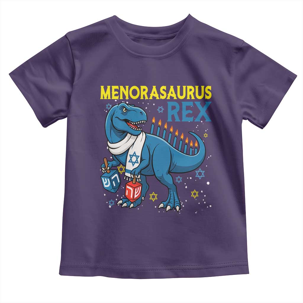 Funny Hanukkah Dinosaur With Dreidel Menorah Pun Gift Toddler T Shirt Menorasaurus Rex - Wonder Print Shop