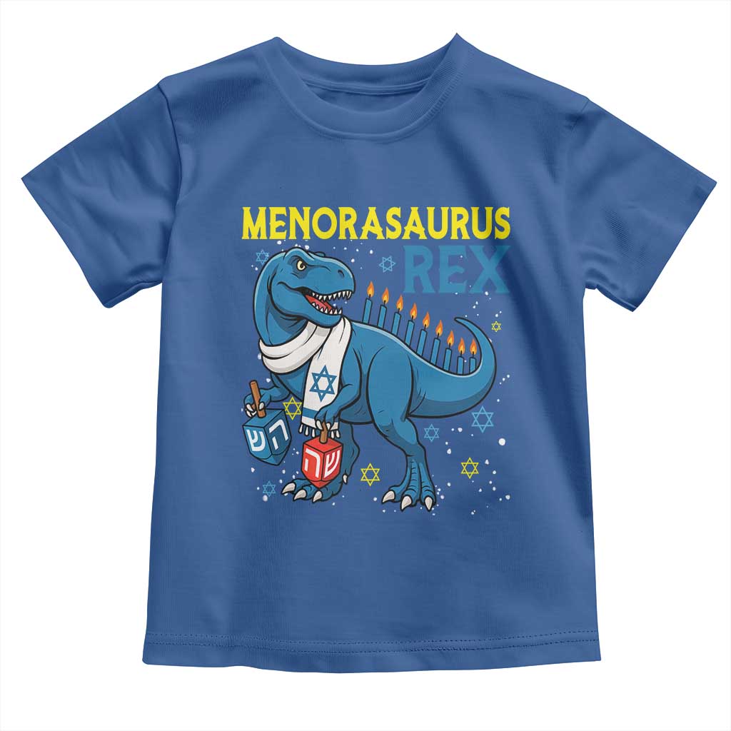 Funny Hanukkah Dinosaur With Dreidel Menorah Pun Gift Toddler T Shirt Menorasaurus Rex - Wonder Print Shop