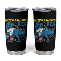 Funny Hanukkah Dinosaur With Dreidel Menorah Pun Gift Tumbler Cup Menorasaurus Rex - Wonder Print Shop