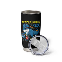 Funny Hanukkah Dinosaur With Dreidel Menorah Pun Gift Tumbler Cup Menorasaurus Rex - Wonder Print Shop