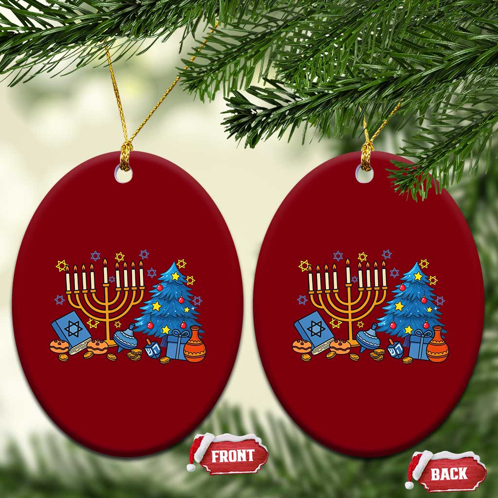 Interfaith Xmas Hanukkah Ceramic Ornament Celebration Festival Of Lights Gift - Wonder Print Shop
