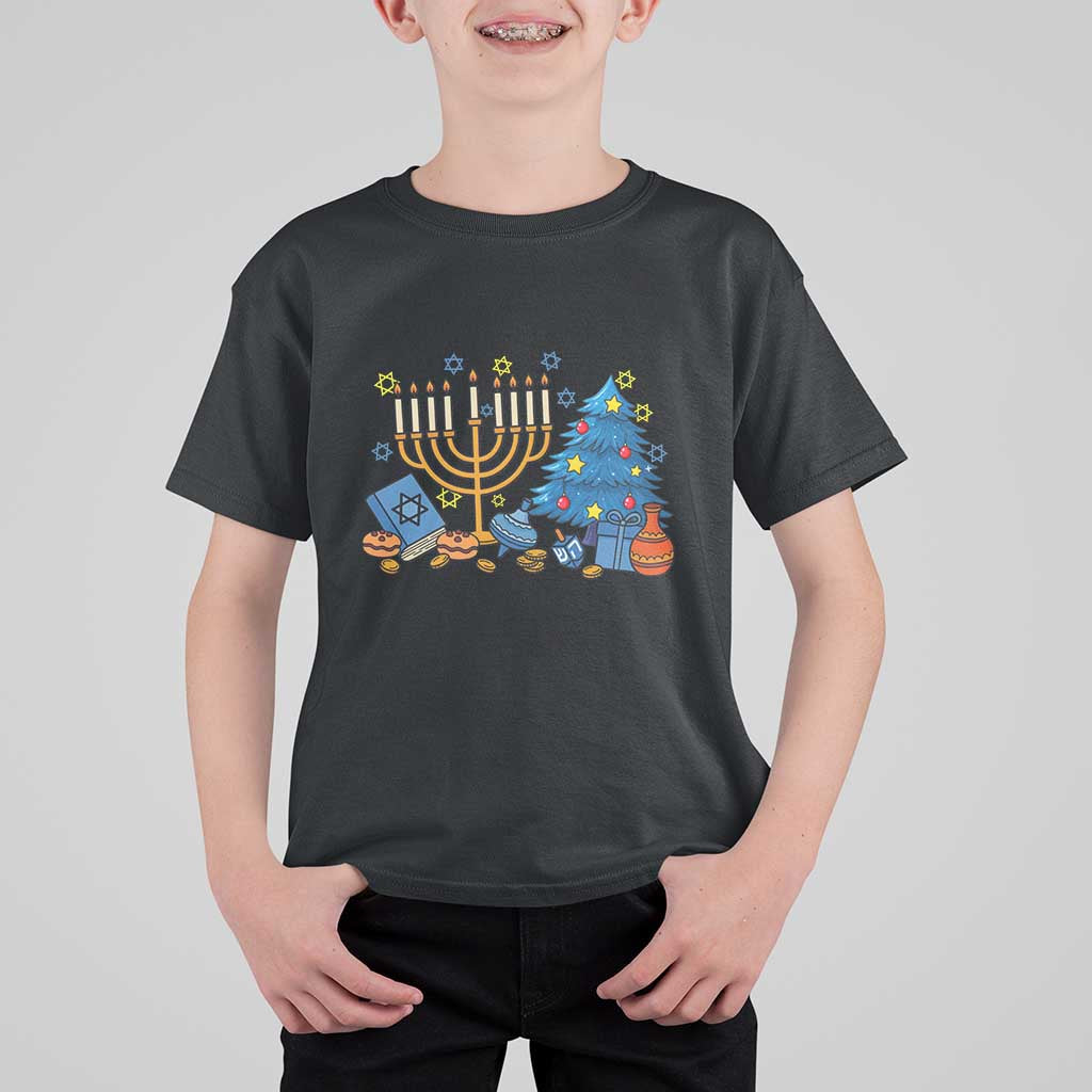 Interfaith Christmas Hanukkah T Shirt For Kid Celebration Festival Of Lights Gift - Wonder Print Shop