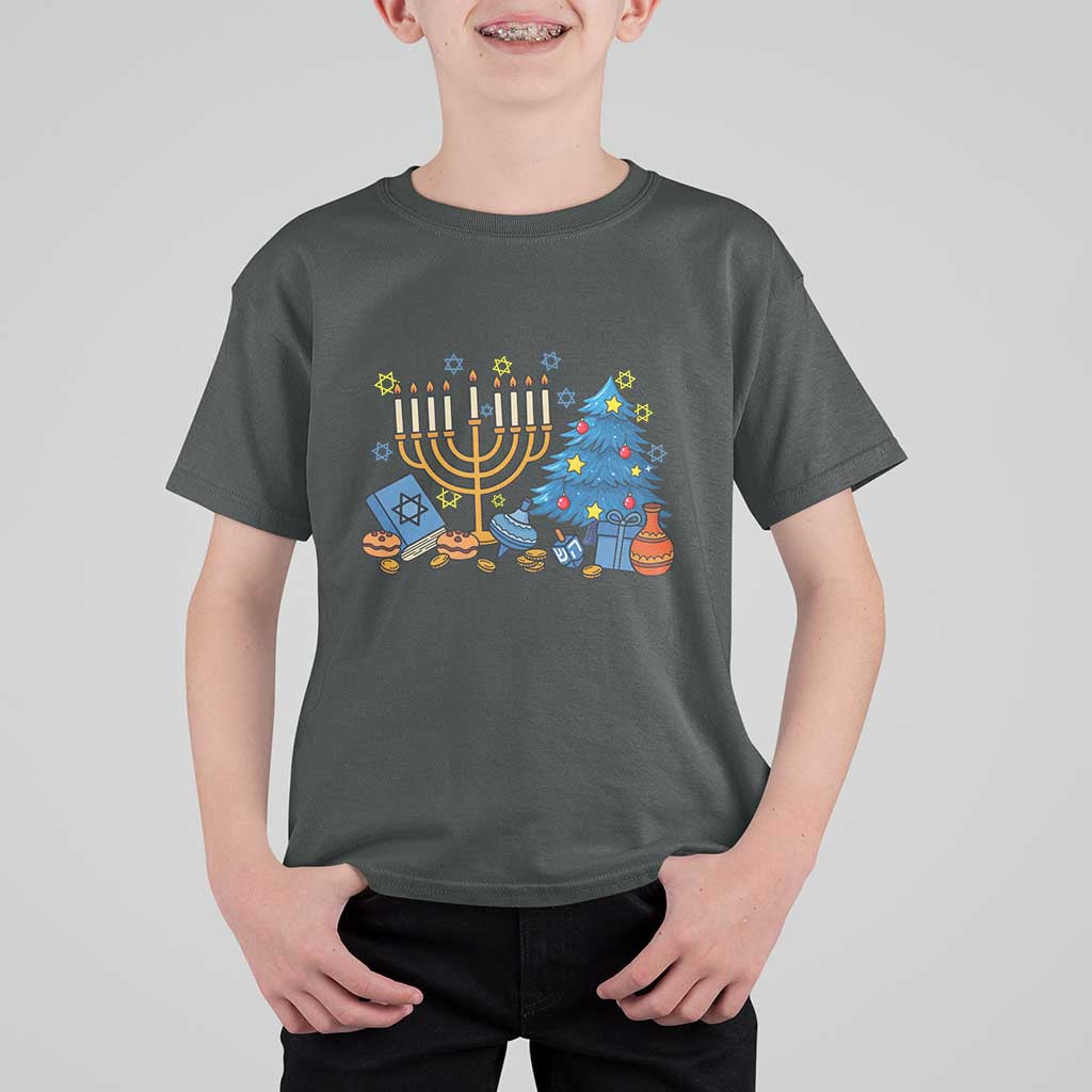 Interfaith Christmas Hanukkah T Shirt For Kid Celebration Festival Of Lights Gift - Wonder Print Shop
