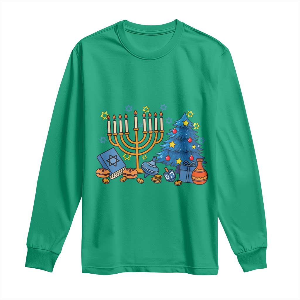 Interfaith Christmas Hanukkah Long Sleeve Shirt Celebration Festival Of Lights Gift - Wonder Print Shop