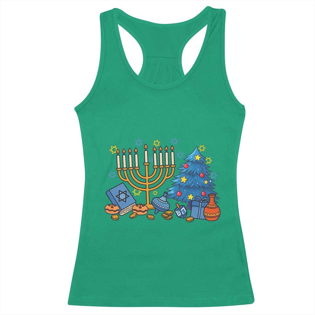 Interfaith Christmas Hanukkah Racerback Tank Top Celebration Festival Of Lights Gift - Wonder Print Shop