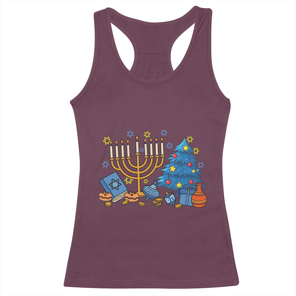 Interfaith Christmas Hanukkah Racerback Tank Top Celebration Festival Of Lights Gift - Wonder Print Shop