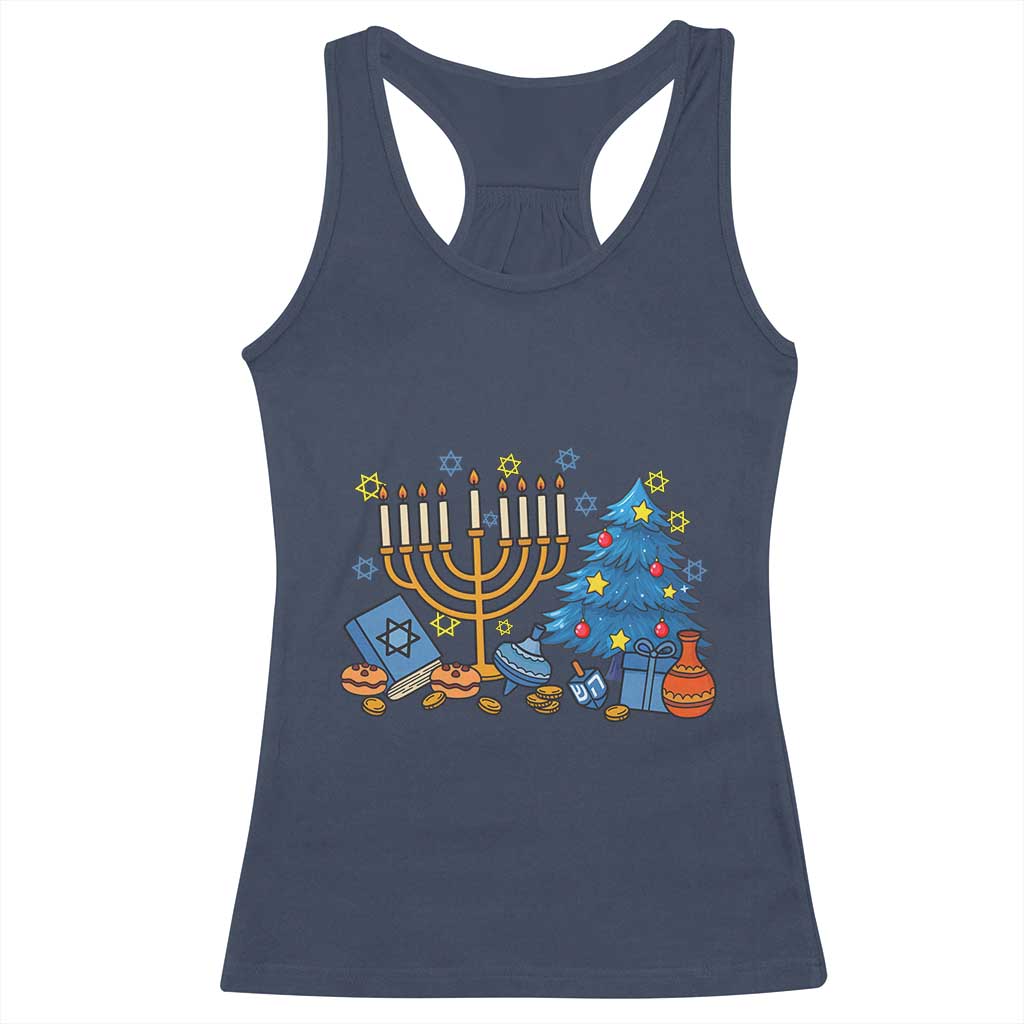 Interfaith Christmas Hanukkah Racerback Tank Top Celebration Festival Of Lights Gift - Wonder Print Shop