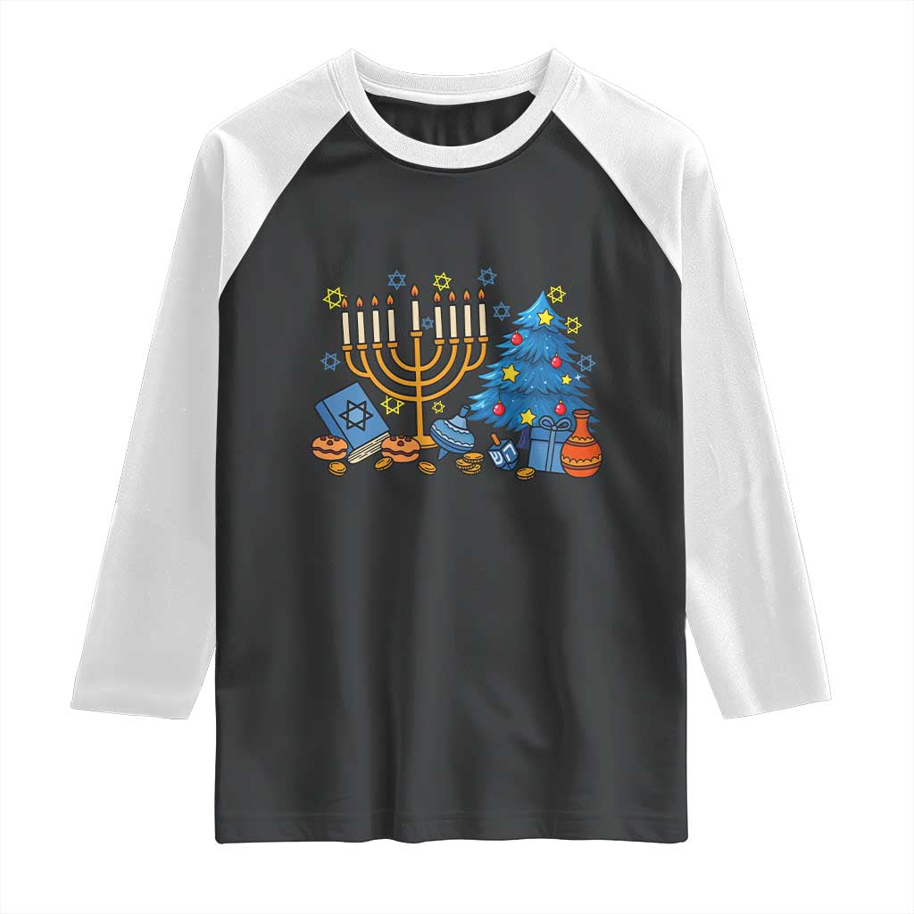 Interfaith Christmas Hanukkah Raglan Shirt Celebration Festival Of Lights Gift - Wonder Print Shop