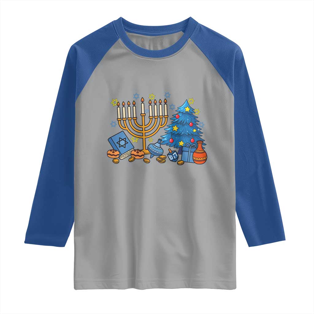 Interfaith Christmas Hanukkah Raglan Shirt Celebration Festival Of Lights Gift - Wonder Print Shop