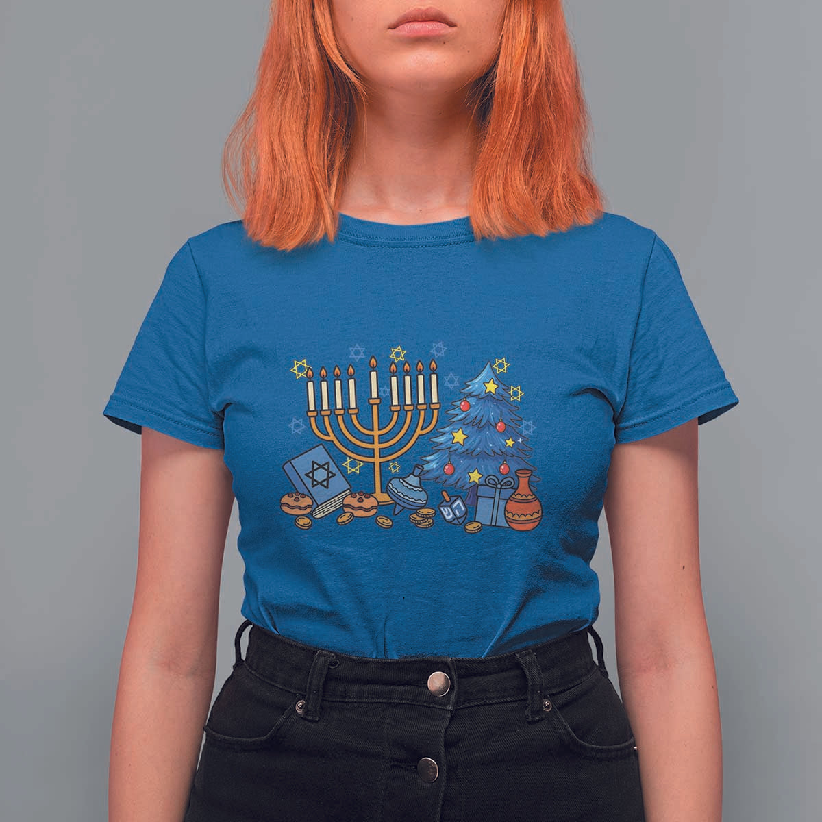Interfaith Christmas Hanukkah T Shirt For Women Celebration Festival Of Lights Gift - Wonder Print Shop