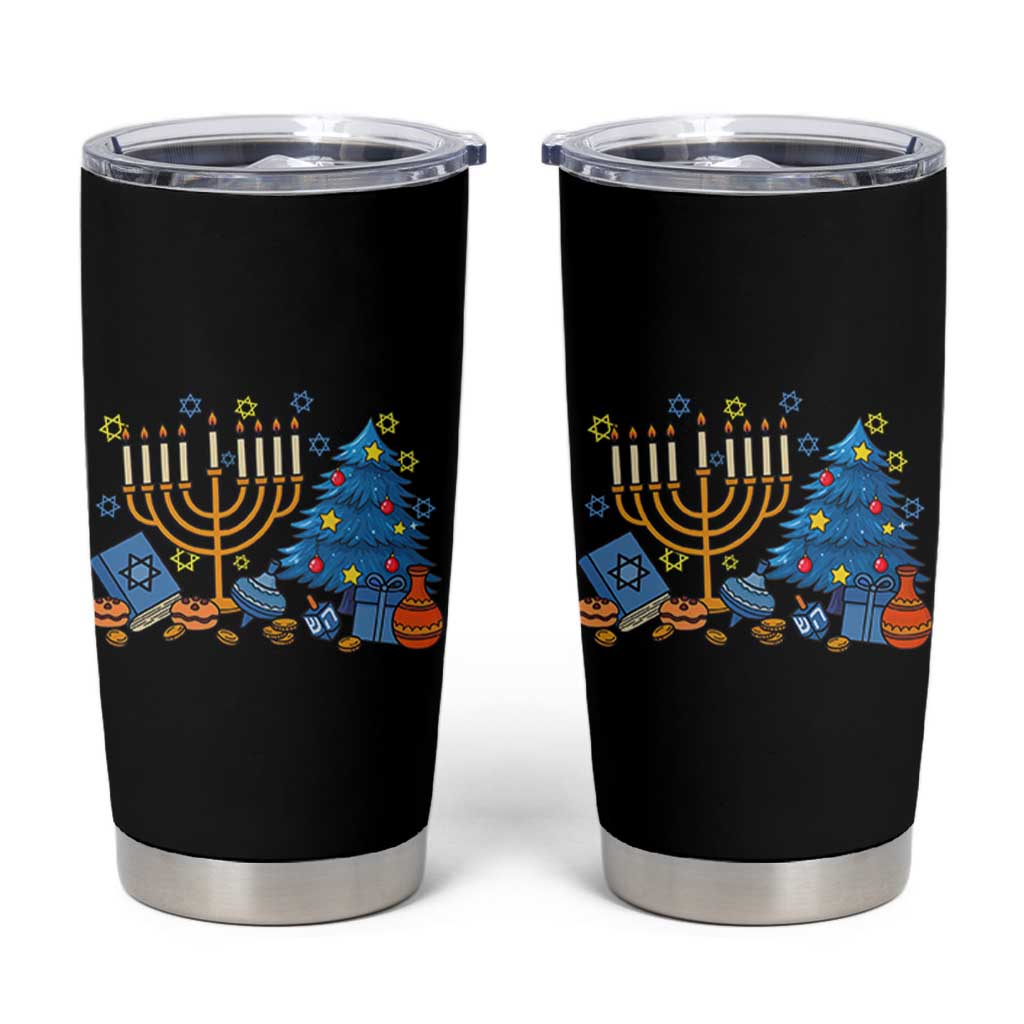 Interfaith Christmas Hanukkah Tumbler Cup Celebration Festival Of Lights Gift - Wonder Print Shop