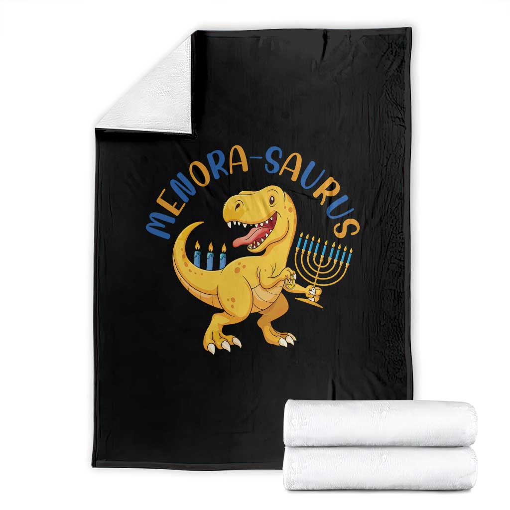 Funny Hanukkah Dinosaur Celebration Festival Of Lights Gift Throw Blanket Menorasaurus - Wonder Print Shop
