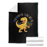 Funny Hanukkah Dinosaur Celebration Festival Of Lights Gift Throw Blanket Menorasaurus - Wonder Print Shop