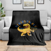 Funny Hanukkah Dinosaur Celebration Festival Of Lights Gift Throw Blanket Menorasaurus - Wonder Print Shop