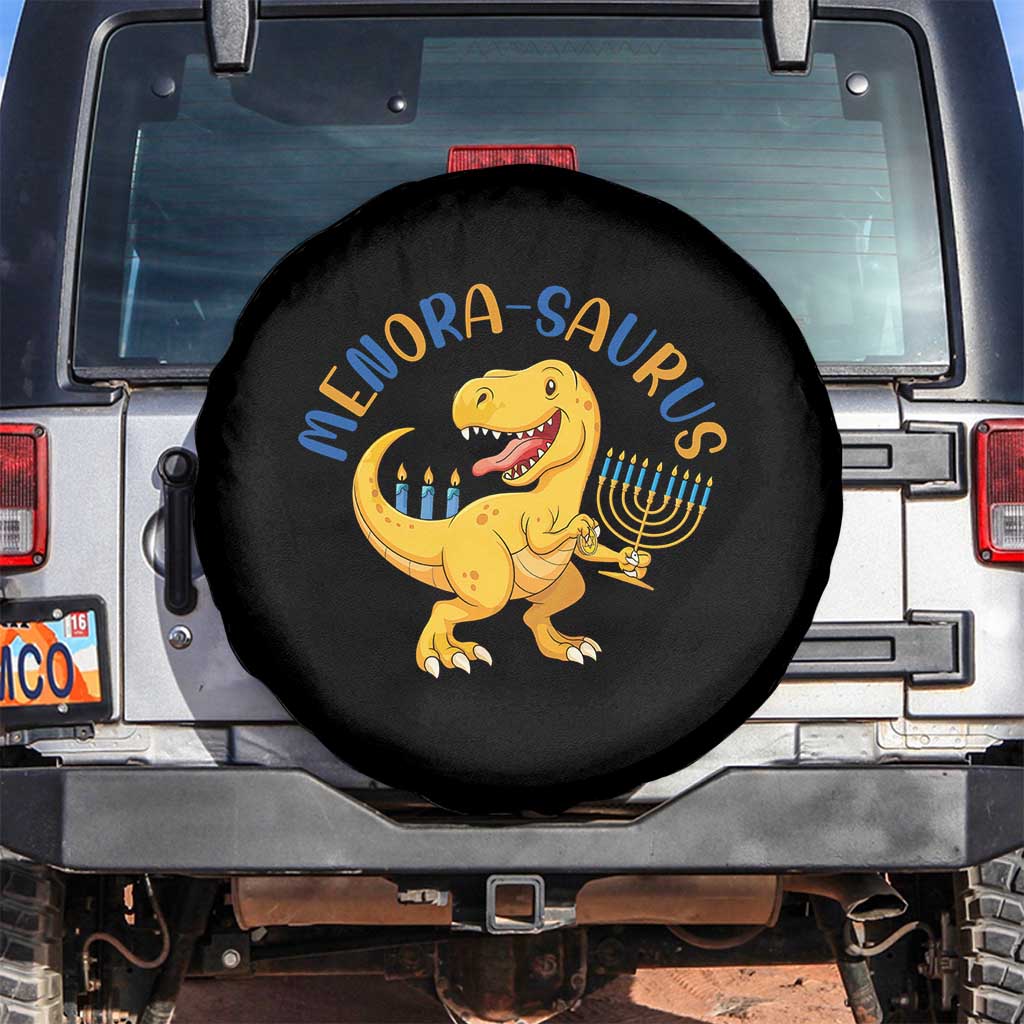 Funny Hanukkah Dinosaur Celebration Festival Of Lights Gift Spare Tire Cover Menorasaurus - Wonder Print Shop