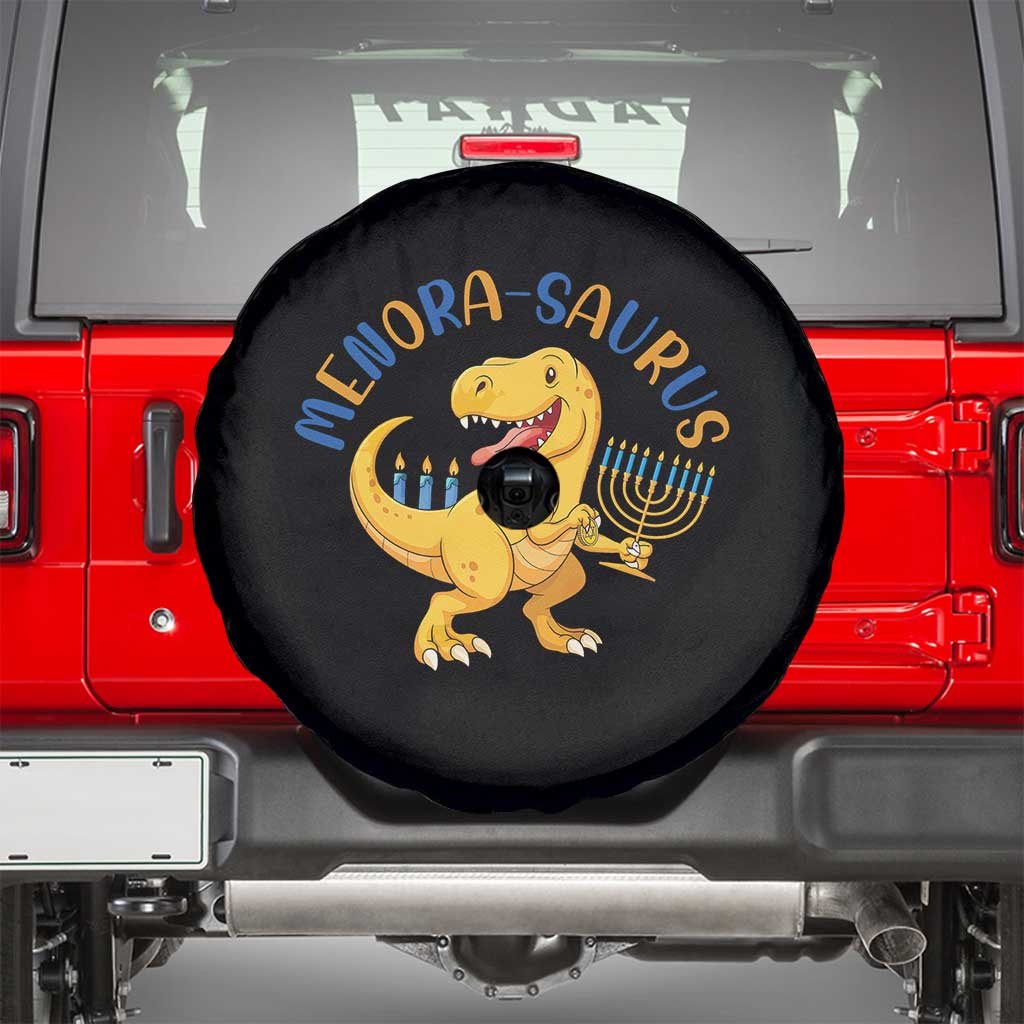Funny Hanukkah Dinosaur Celebration Festival Of Lights Gift Spare Tire Cover Menorasaurus - Wonder Print Shop