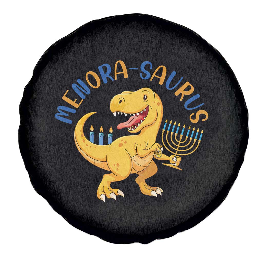 Funny Hanukkah Dinosaur Celebration Festival Of Lights Gift Spare Tire Cover Menorasaurus - Wonder Print Shop
