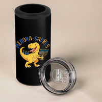 Funny Hanukkah Dinosaur Celebration Festival Of Lights Gift 4 in 1 Can Cooler Tumbler Menorasaurus - Wonder Print Shop