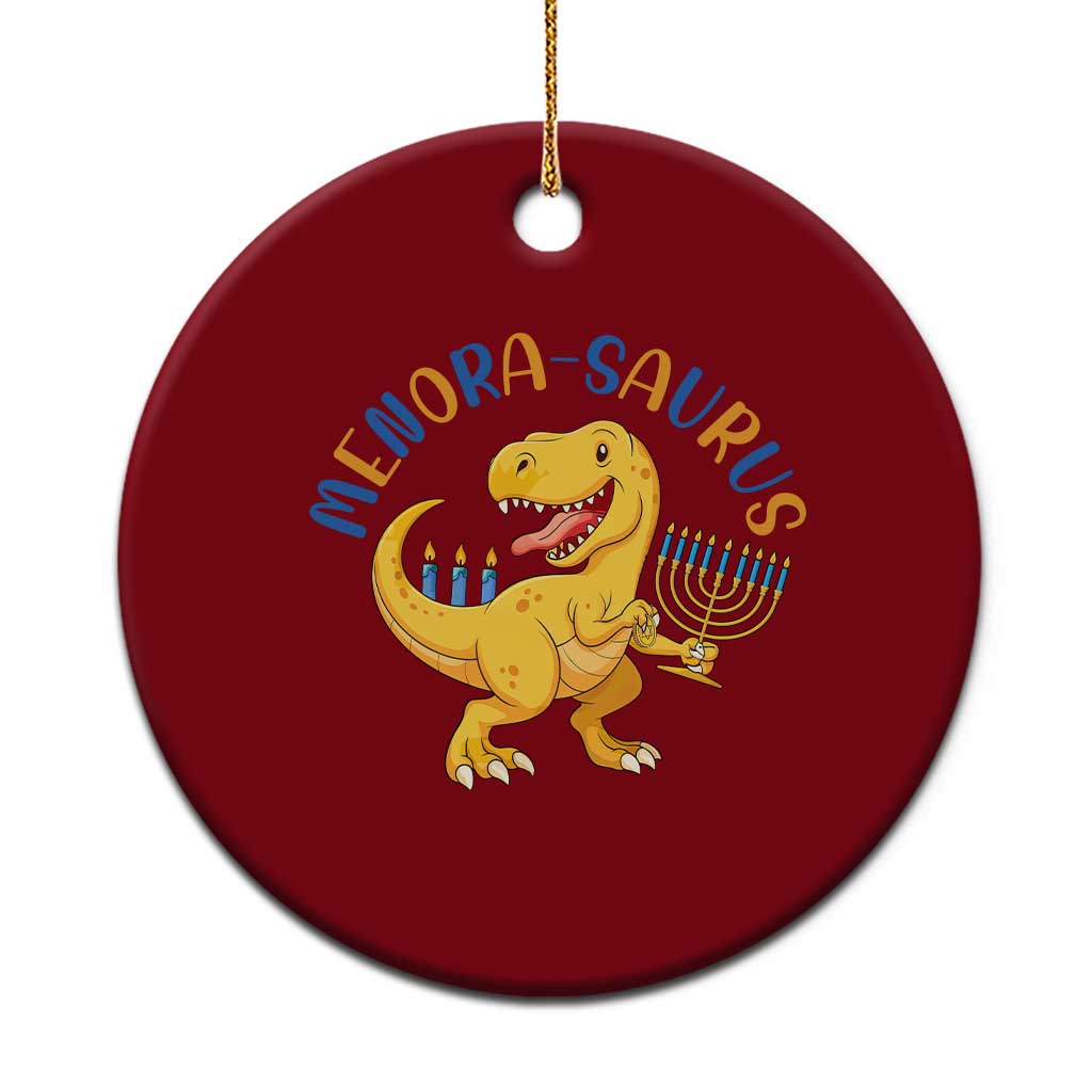 Funny Hanukkah Dinosaur Celebration Festival Of Lights Gift Ceramic Ornament Menorasaurus - Wonder Print Shop