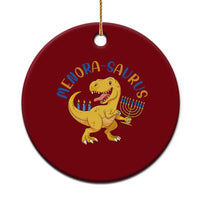 Funny Hanukkah Dinosaur Celebration Festival Of Lights Gift Ceramic Ornament Menorasaurus - Wonder Print Shop