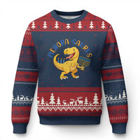 Funny Hanukkah Dinosaur Celebration Festival Of Lights Gift Ugly Christmas Sweater Menorasaurus - Wonder Print Shop