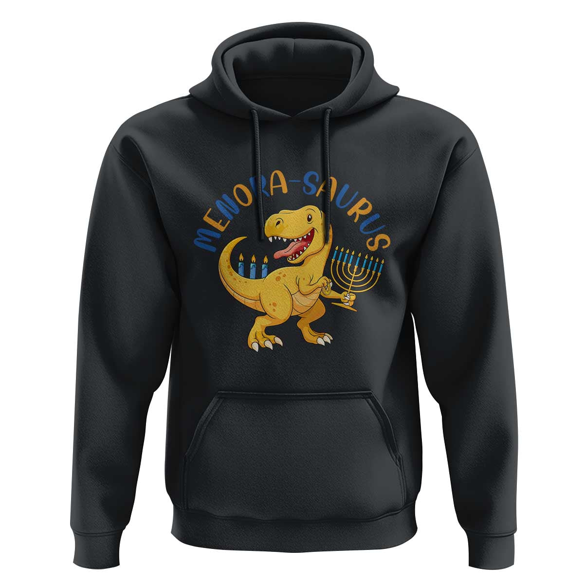 Funny Hanukkah Dinosaur Celebration Festival Of Lights Gift Hoodie Menorasaurus - Wonder Print Shop