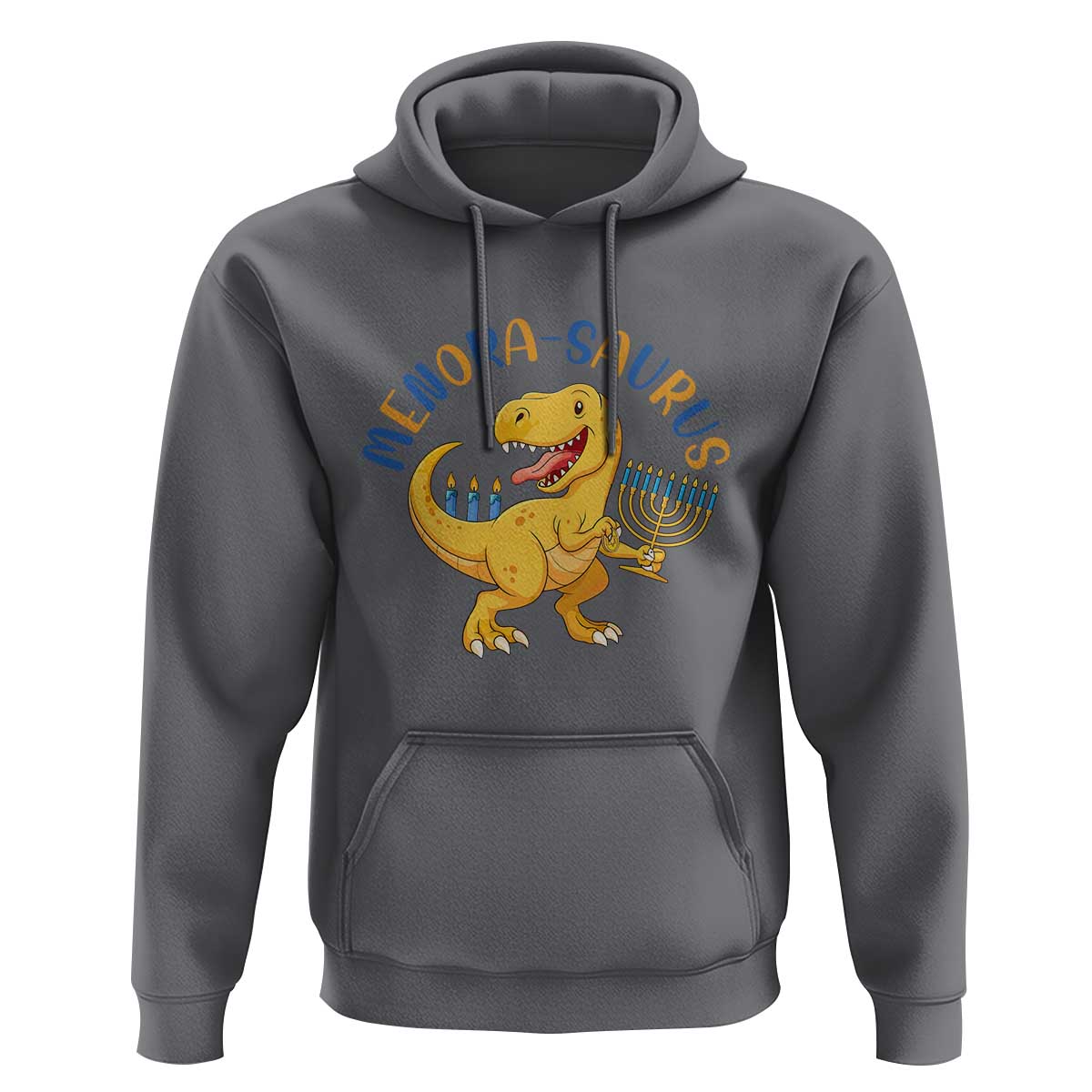 Funny Hanukkah Dinosaur Celebration Festival Of Lights Gift Hoodie Menorasaurus - Wonder Print Shop