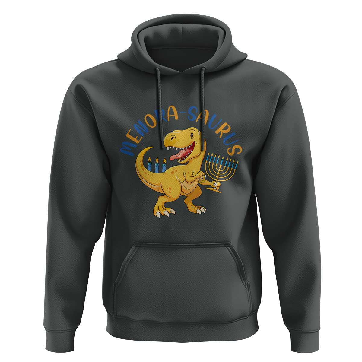Funny Hanukkah Dinosaur Celebration Festival Of Lights Gift Hoodie Menorasaurus - Wonder Print Shop
