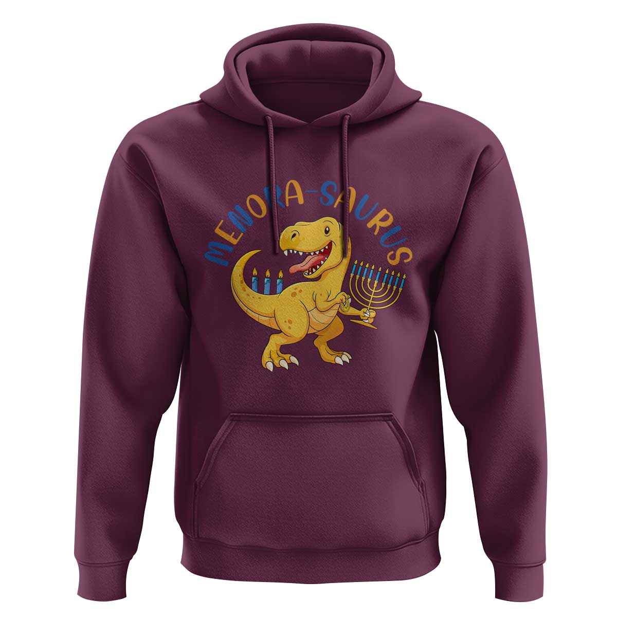 Funny Hanukkah Dinosaur Celebration Festival Of Lights Gift Hoodie Menorasaurus - Wonder Print Shop