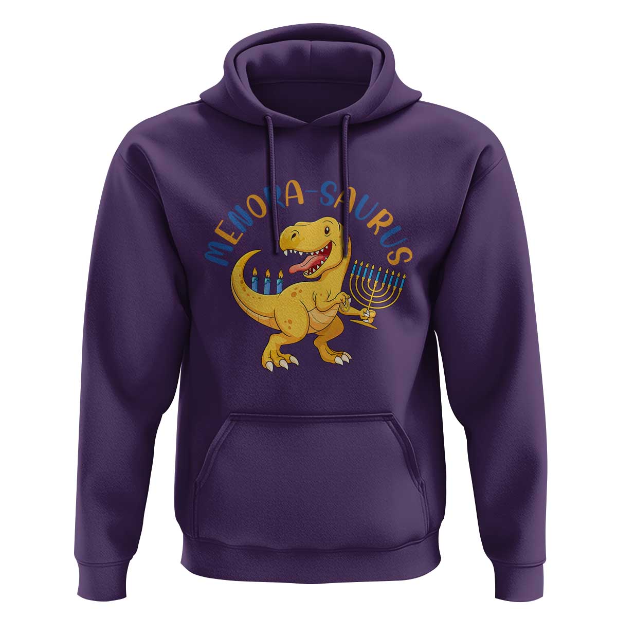 Funny Hanukkah Dinosaur Celebration Festival Of Lights Gift Hoodie Menorasaurus - Wonder Print Shop