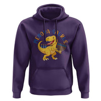 Funny Hanukkah Dinosaur Celebration Festival Of Lights Gift Hoodie Menorasaurus - Wonder Print Shop