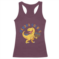 Funny Hanukkah Dinosaur Celebration Festival Of Lights Gift Racerback Tank Top Menorasaurus - Wonder Print Shop