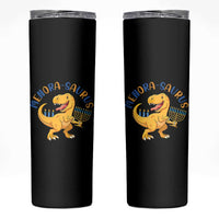 Funny Hanukkah Dinosaur Celebration Festival Of Lights Gift Skinny Tumbler Menorasaurus - Wonder Print Shop