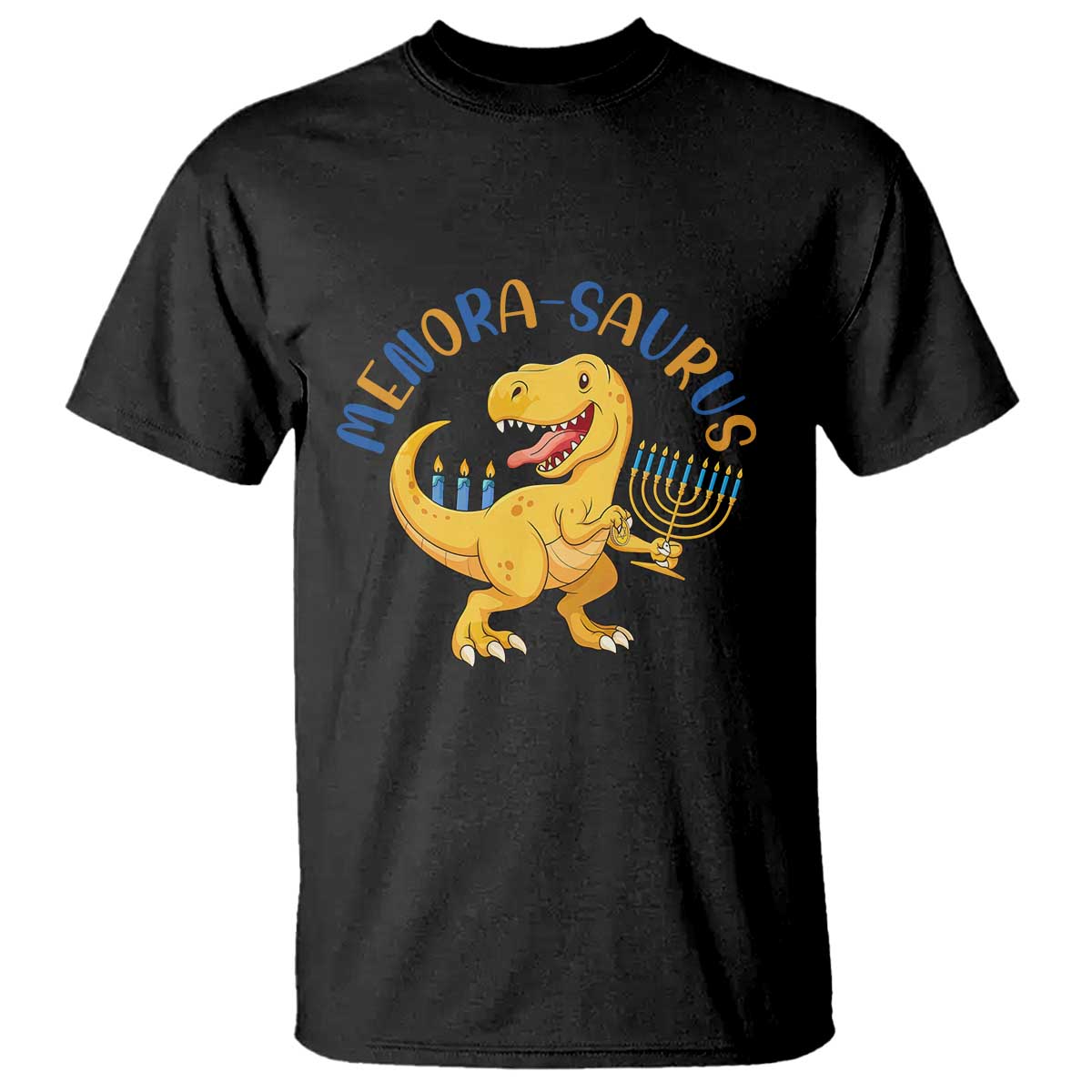 Funny Hanukkah Dinosaur Celebration Festival Of Lights Gift T Shirt Menorasaurus - Wonder Print Shop