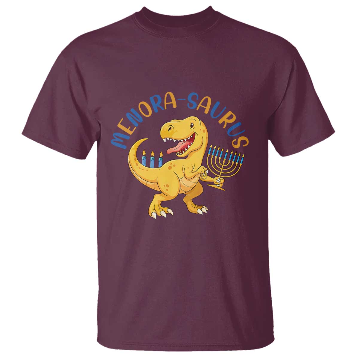 Funny Hanukkah Dinosaur Celebration Festival Of Lights Gift T Shirt Menorasaurus - Wonder Print Shop