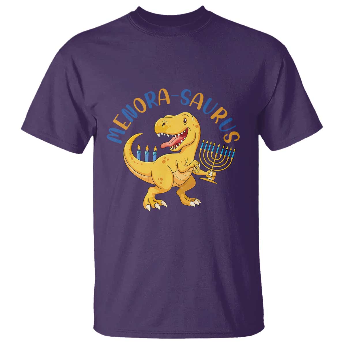 Funny Hanukkah Dinosaur Celebration Festival Of Lights Gift T Shirt Menorasaurus - Wonder Print Shop