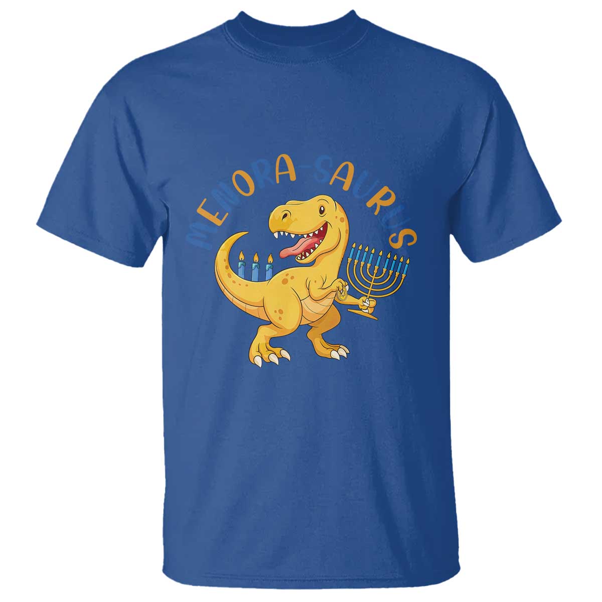 Funny Hanukkah Dinosaur Celebration Festival Of Lights Gift T Shirt Menorasaurus - Wonder Print Shop