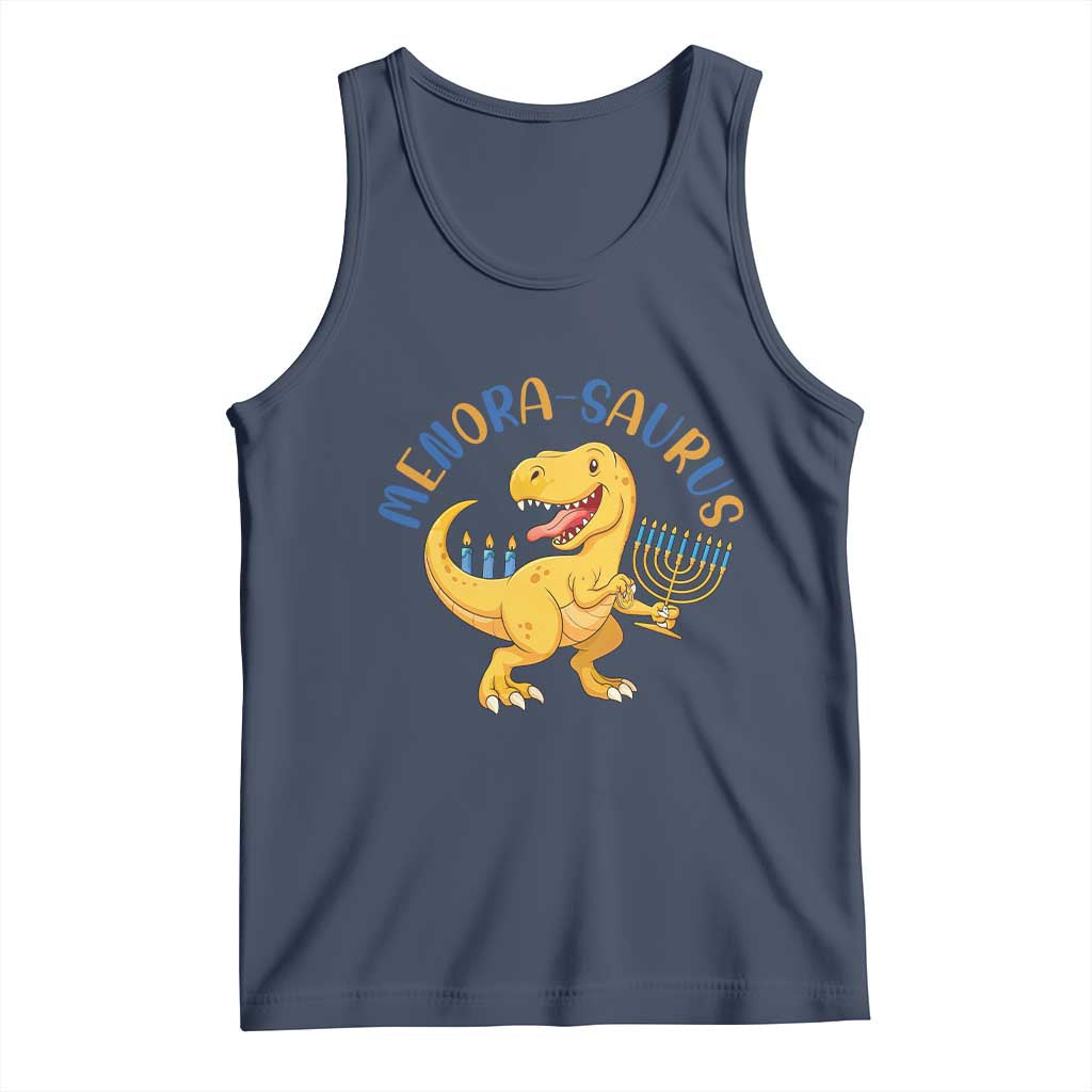 Funny Hanukkah Dinosaur Celebration Festival Of Lights Gift Tank Top Menorasaurus - Wonder Print Shop