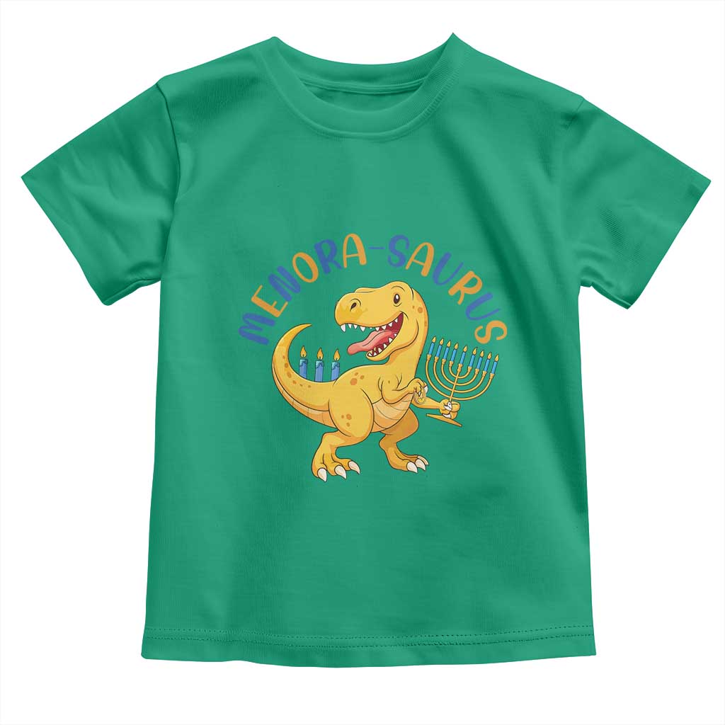 Funny Hanukkah Dinosaur Celebration Festival Of Lights Gift Toddler T Shirt Menorasaurus - Wonder Print Shop