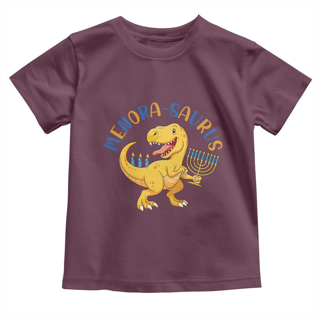 Funny Hanukkah Dinosaur Celebration Festival Of Lights Gift Toddler T Shirt Menorasaurus - Wonder Print Shop