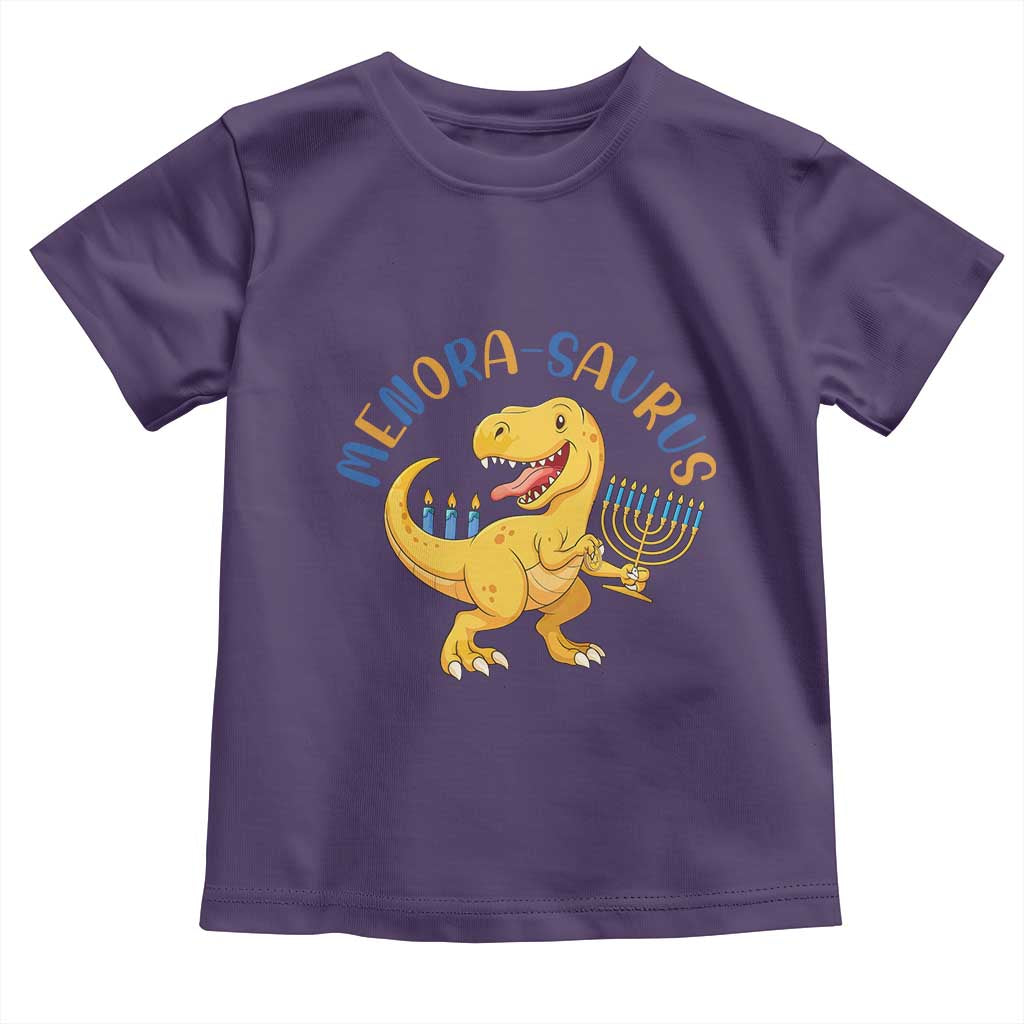 Funny Hanukkah Dinosaur Celebration Festival Of Lights Gift Toddler T Shirt Menorasaurus - Wonder Print Shop