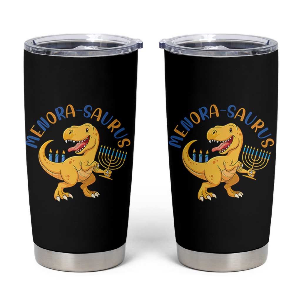 Funny Hanukkah Dinosaur Celebration Festival Of Lights Gift Tumbler Cup Menorasaurus - Wonder Print Shop